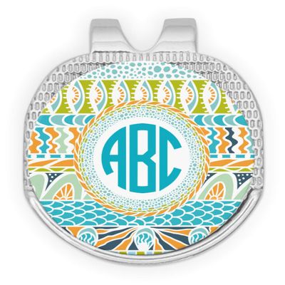 YouCustomizeIt Personalized Abstract Teal Stripes Golf Ball Marker - Hat Clip - Silver