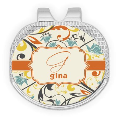 YouCustomizeIt Personalized Swirly Floral Golf Ball Marker - Hat Clip - Silver