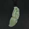 2.8" China Certified Nature Hetian Nephrite Jade Happy Bat and Peanut Necklace Pendant 3377 view 2