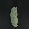 2.8" China Certified Nature Hetian Nephrite Jade Happy Bat and Peanut Necklace Pendant 3377 view 3