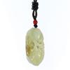1.5" China Certified Nature Hetian Nephrite Jade Blessing Bat and Persimmon Hollow Carved Necklace Pendant 3397 view 1