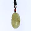 1.5" China Certified Nature Hetian Nephrite Jade Blessing Bat and Persimmon Hollow Carved Necklace Pendant 3397 view 2