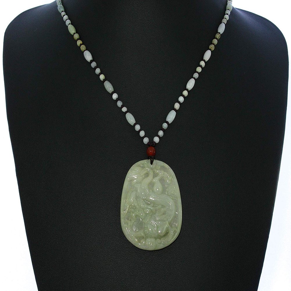 2" China Certified Grade A Nature Hisui Jadeite Jade Wealth Dragon Necklace Pendants