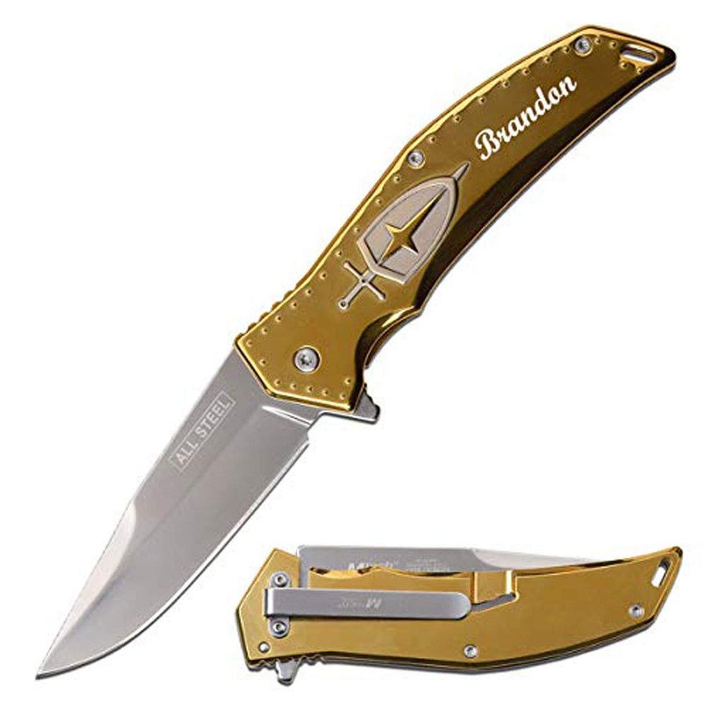 Personalized Laser Engraved Pocket Knife, Fathers Day, Groomsmen Gift, Graduation Gifts, Gifts for Men Free Engraving(MT-A1096BZ)