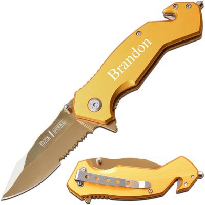 Personalized Laser Engraved Pocket Knife, Fathers Day, Groomsmen Gift, Graduation Gifts, Gifts for Men Free Engraving (MT-A1136GY)