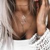 Anglacesmade Bohemia Layered Choker Necklace Silver Triangle Necklace Bar Necklace Geometric Necklace Bohemian Jewelry for Women and Girls view 1
