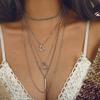 Anglacesmade Bohemia Layered Choker Necklace Silver Triangle Necklace Bar Necklace Geometric Necklace Bohemian Jewelry for Women and Girls view 2