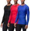 DEVOPS 3 Pack Men's UPF 50+ Long Sleeve Compression Shirts Quick Dry, Cool Gear for Garage Garden Gym Yard and Workouts (Large, Black/Red/Blue) view 1