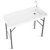 ReunionG Fish Cleaning Table, Folding Camping Cutting Table w/ Sink & Faucet, Portable Outdoor Fish Cleaning Station for Garden, Picnic and RV view 1