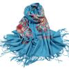 Urban CoCo Women's Embroidered Oversize Tassel Shawl Scarf Wraps for Women (Blue) view 1