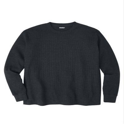 KingSize Men's Big & Tall Waffle-Knit Thermal Crewneck Tee - Tall - 5XL, Heather Charcoal Long Underwear Top