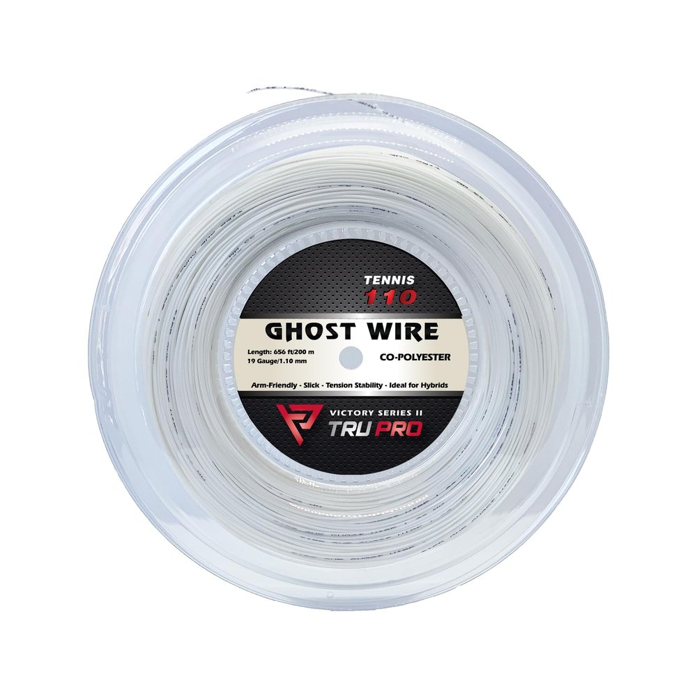 Tier One Sports TRU PRO Ghost Wire - Tennis String Reel (Poly): Super Soft and Arm Friendly (19g (1.10 mm), 200 m, White)