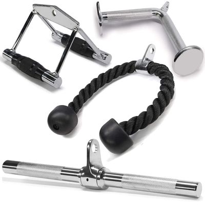 Yes4All Combo Double D Handle, Tricep Rope, Straight Bar & V Bar, Multi Cable Machine Accessories, Tricep Press Down & LAT Pulldown Attachments for Home Gym Set