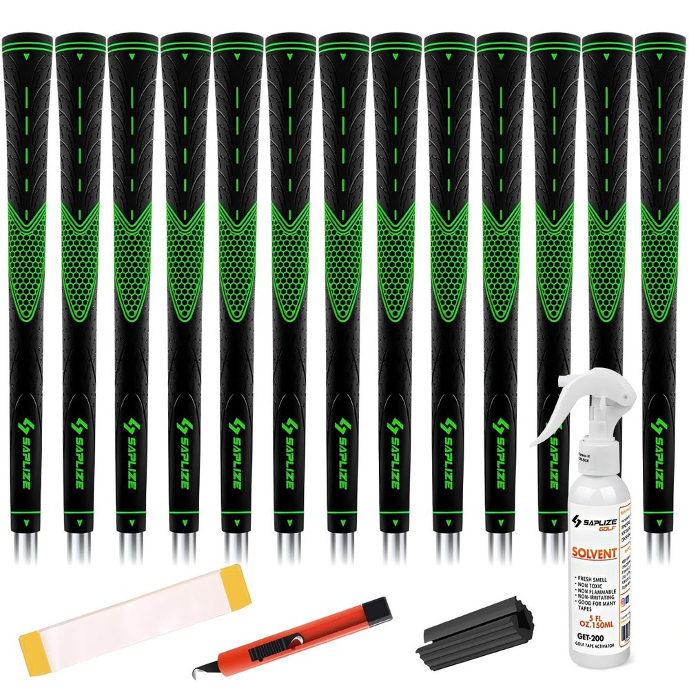 SAPLIZE Golf Grips Set of 13, Bundle with Tape or Full Regripping Kit, Jumbo / Mid / Standard / Undersize, Women / Men Anti-slip Rubber Golf Club Grips, CC01 Series