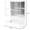 Plymor Clear Acrylic Locking Display Case with Sliding Back, 3 Angled Shelves (Mirrored), 15.75" H x 10.25" W x 5" D view 2