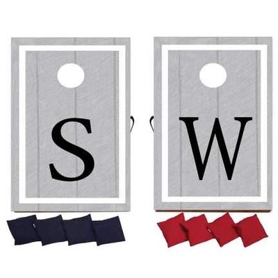 VictoryStore Custom Wedding Bag Toss Game Custom Wedding Cornhole - Gray Monogram
