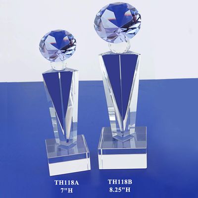 The Elegante Optical Crystal Glass Diamond Trophy Awards Recognition Achievement Reality Personalized Custom Laser Etched Engraving Trophy (Purple Diamond, 8.25" H)