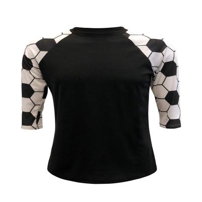 ILTEX Sports Adult & Kids Raglan Shirt Printed Sleeves Polyester and Spandex Athletic Jersey Soccer Volleyball Basketball Football for Exercises, Gym and Outdoor (Soccer, 10 Years)