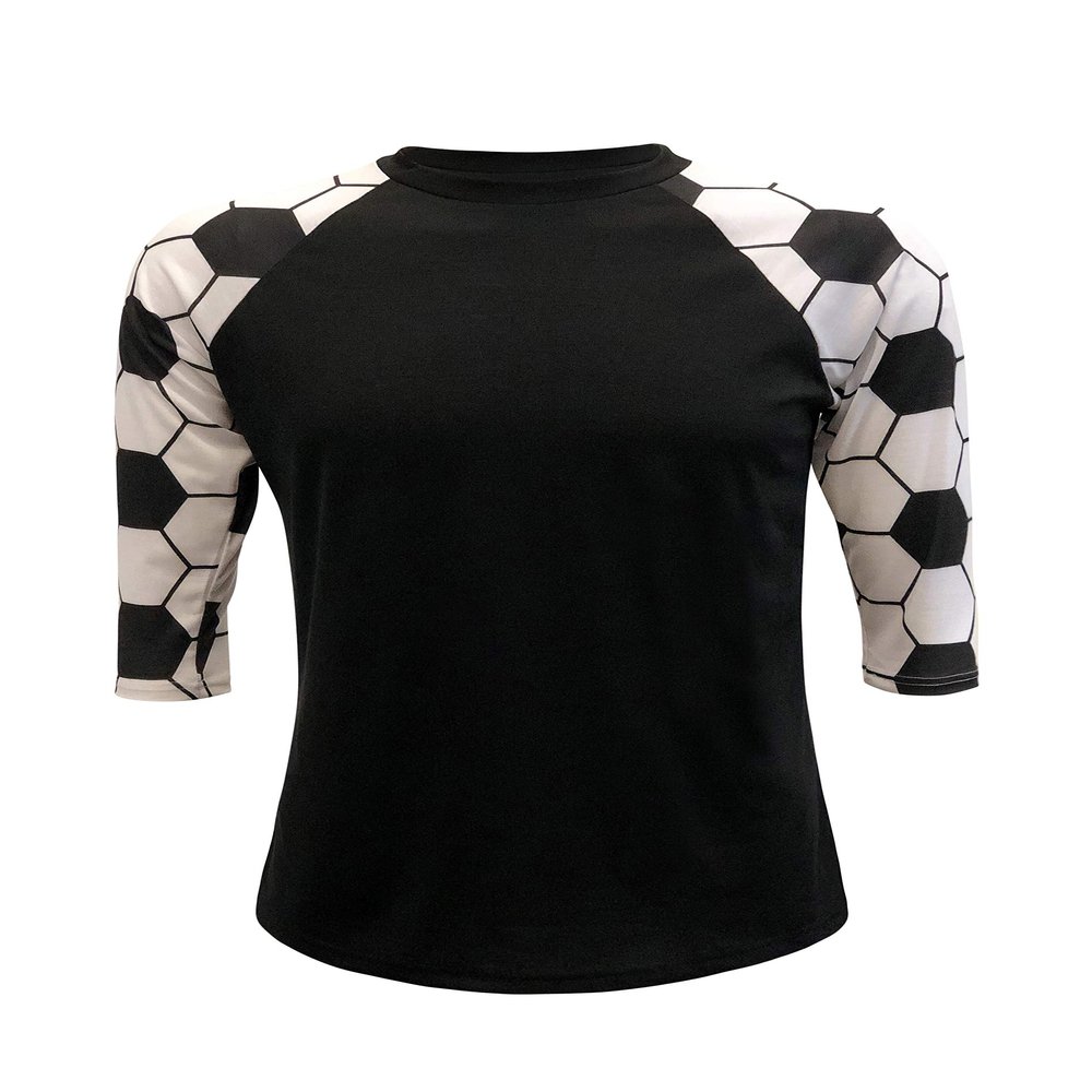 ILTEX Sports Adult & Kids Raglan Shirt Printed Sleeves Polyester and Spandex Athletic Jersey Soccer Volleyball Basketball Football for Exercises, Gym and Outdoor (Soccer, 10 Years)