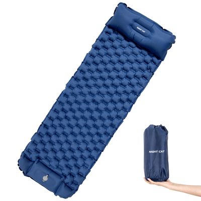 Night Cat Inflatable Sleeping Pads Mat Bed with Pillow Foot Pump for Camping Backpacking Hiking Ultra-Light Compact Comfortable Extendable 77"x25.5"