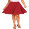 EXCHIC Women's Casual Stretchy Flared Midi Skater Skirts Basic A-Line Pleated Midi Skirt (XL, Red) view 1