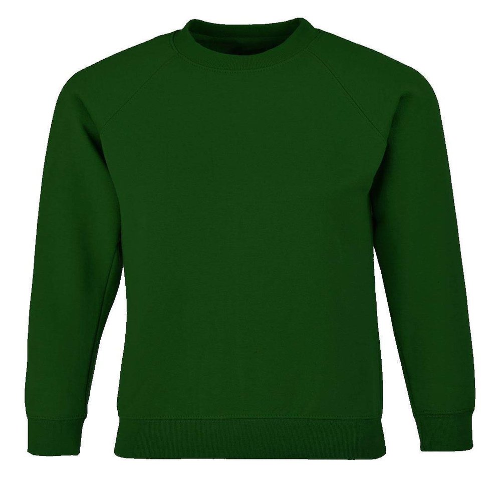 MA ONLINE Boys Long Sleeve School Uniform Wear Jumper Girls Crew Neck Plain Sweatshirt Bottle Green 11-12 Years