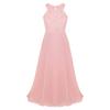 inlzdz Flower Girl Floral Lace Halter Cutout Back Chiffon Dress Kids Bridesmaid Formal Party Evening Gown Pink 14 view 2