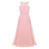 inlzdz Flower Girl Floral Lace Halter Cutout Back Chiffon Dress Kids Bridesmaid Formal Party Evening Gown Pink 14 view 3