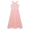 inlzdz Flower Girl Floral Lace Halter Cutout Back Chiffon Dress Kids Bridesmaid Formal Party Evening Gown Pink 14 view 4