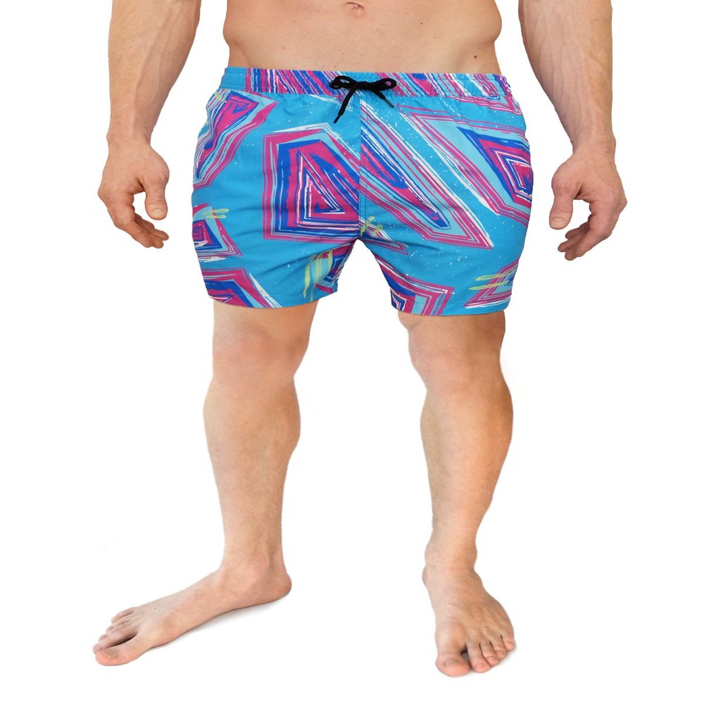 Cabana Bro Men's Swim Short - The Bass Drops 80s Retro Swim Trunk, Extra Large