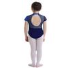 Agoky Girls' Team Basic Leotard Shiny Mesh Splice Cutout Back Gymnastic Ballet Dance Leotard Tops Dancewear Costumes Blue 4 view 2