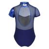 Agoky Girls' Team Basic Leotard Shiny Mesh Splice Cutout Back Gymnastic Ballet Dance Leotard Tops Dancewear Costumes Blue 8 view 4