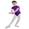 Agoky Girls' Team Basic Leotard Shiny Mesh Splice Cutout Back Gymnastic Ballet Dance Leotard Tops Dancewear Costumes Purple 8 view 1