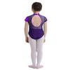 Agoky Girls' Team Basic Leotard Shiny Mesh Splice Cutout Back Gymnastic Ballet Dance Leotard Tops Dancewear Costumes Purple 8 view 2