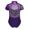 Agoky Girls' Team Basic Leotard Shiny Mesh Splice Cutout Back Gymnastic Ballet Dance Leotard Tops Dancewear Costumes Purple 4 view 4