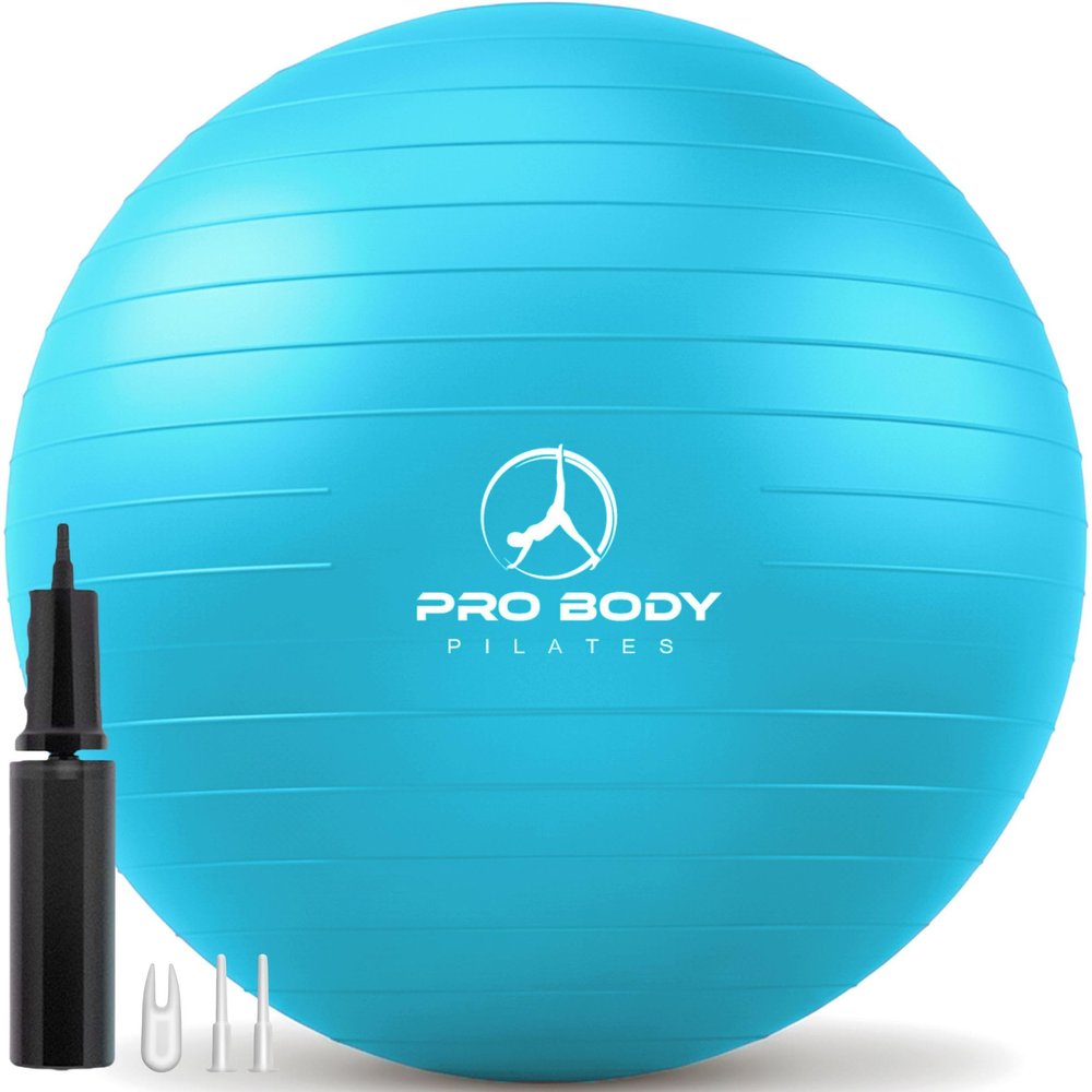 ProBody Pilates Exercise Ball - Multiple Sizes Gym Grade Balance Ball for Fitness, Workout, Pregnancy & Physical Therapy, Stability Yoga Ball Chair (Teal, 75 cm)