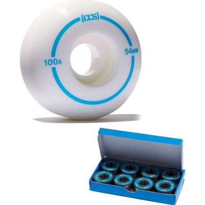 CCS Skateboard Wheels - Multiple Colors (White, 54mm) ABEC 7 Bearings