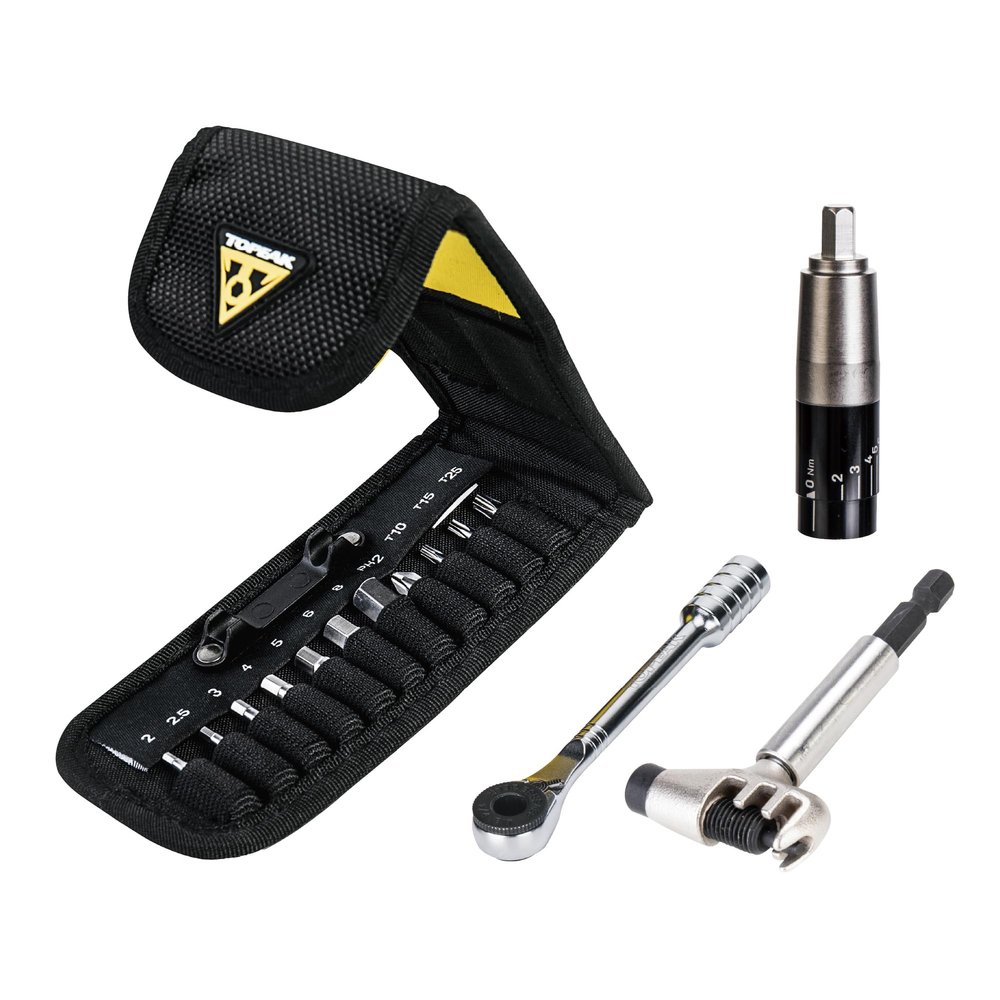 Topeak Ratchet Rocket Lite NTX+ Bike Repair Tool Kit 19 Function Compact Multitool with Adjustable Torque TorqBit (26 Nm), Allen & Torx Bits, Phillips Driver, Chain Tool, Magnetic Bit Holder & Case