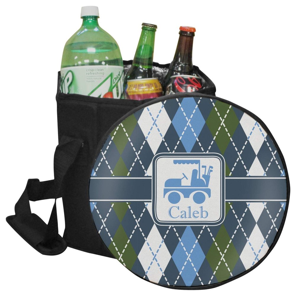 YouCustomizeIt Personalized Blue Argyle Collapsible Cooler & Seat