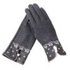 Fashion Elegant Womens Touch Screen Gloves Winter Ladies Lace Warm Cashmere Bow Full Finger Mittens Wrist Guantes Gift F Gray view 1