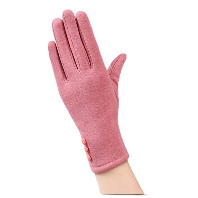 Fashion Elegant Womens Touch Screen Gloves Winter Ladies Lace Warm Cashmere Bow Full Finger Mittens Wrist Guantes Gift 19B Pink