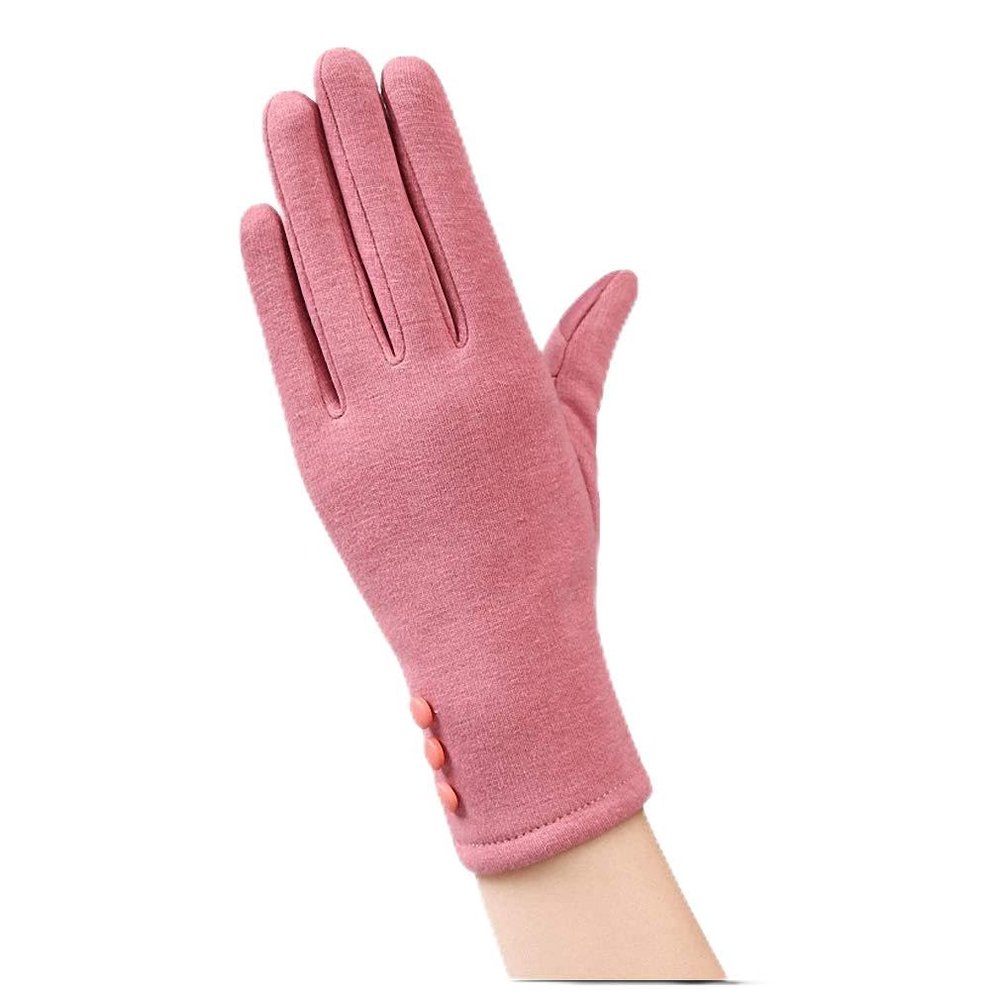 Fashion Elegant Womens Touch Screen Gloves Winter Ladies Lace Warm Cashmere Bow Full Finger Mittens Wrist Guantes Gift 19B Pink