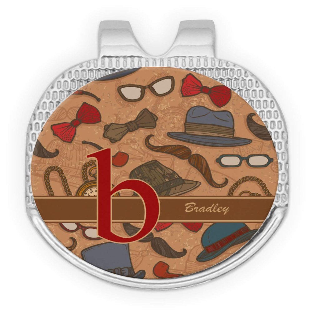 YouCustomizeIt Personalized Vintage Hipster Golf Ball Marker - Hat Clip - Silver