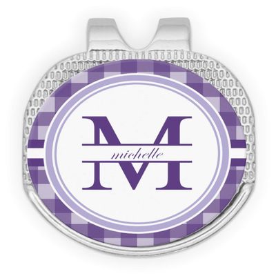 YouCustomizeIt Personalized Gingham Print Golf Ball Marker - Hat Clip - Silver