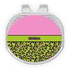 YouCustomizeIt Personalized Pink & Lime Green Leopard Golf Ball Marker - Hat Clip - Silver view 1