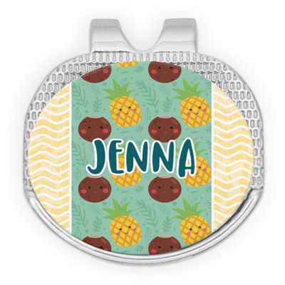 YouCustomizeIt Personalized Pineapples and Coconuts Golf Ball Marker - Hat Clip - Silver