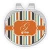 YouCustomizeIt Personalized Orange & Blue Stripes Golf Ball Marker - Hat Clip - Silver view 1