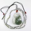 1.9" China Certified Grade A Nature Hisui Jadeite Jade Wealth Double Fish and Ruyi Necklace Pendants view 2