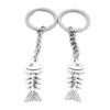 20 PCS Antique Silver Keyrings Keychains Key Ring Chains Tags Clasps AA461 Fish Bone Fishbone view 1