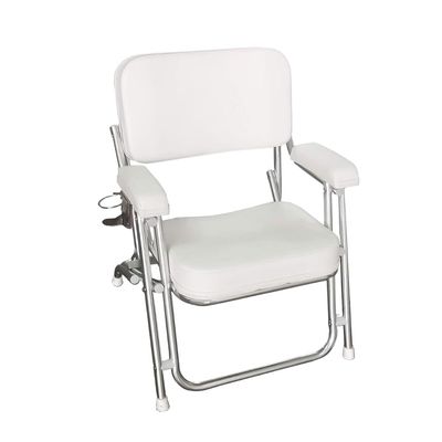 MARINE CITY Aluminum Portable Folding Boat Deck Chair, Cushioned & Comfortable with Foam Padding, Ideal for Marine, Boats, Yachts, and Ships (Stainless Steel)